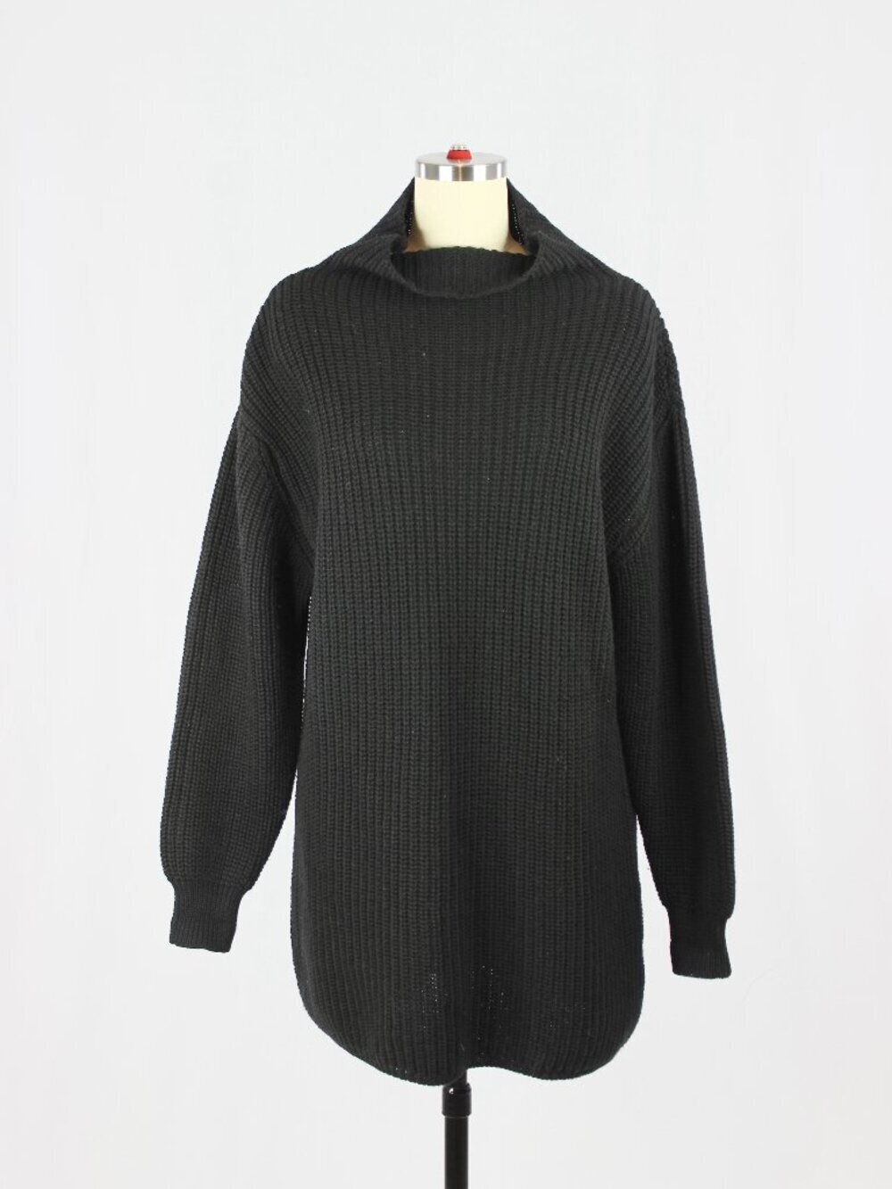 Aritzia WILFRED Montpellier Black Ribbed Mock Neck Mini Sweater Dress, Size XS